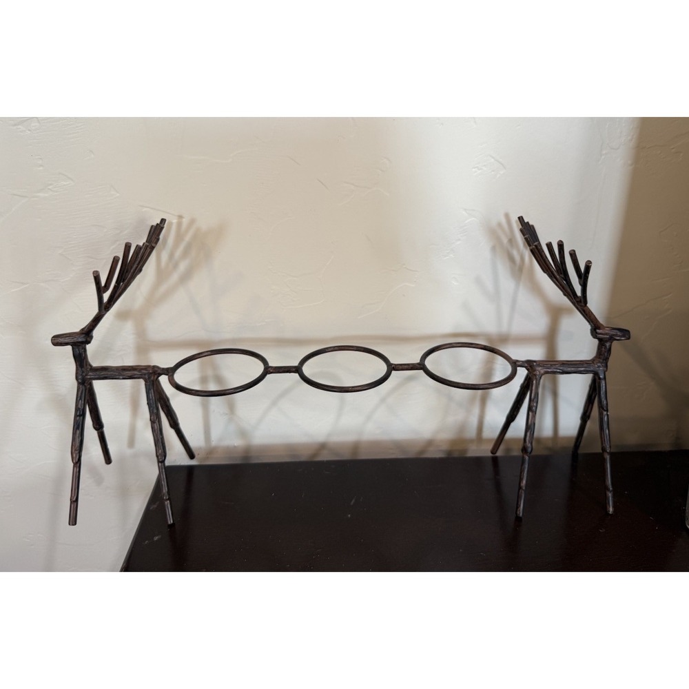 Reindeer silhouette 3 Tealight Candle Holder Metal Christmas Holiday